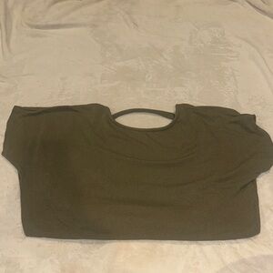 Francesca's Olive Green Short Sleeve Top with Back Cutout